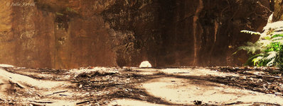 BicentennialTrail GoS SCA big dipper white patch is Chriss head dropping down escarpment 